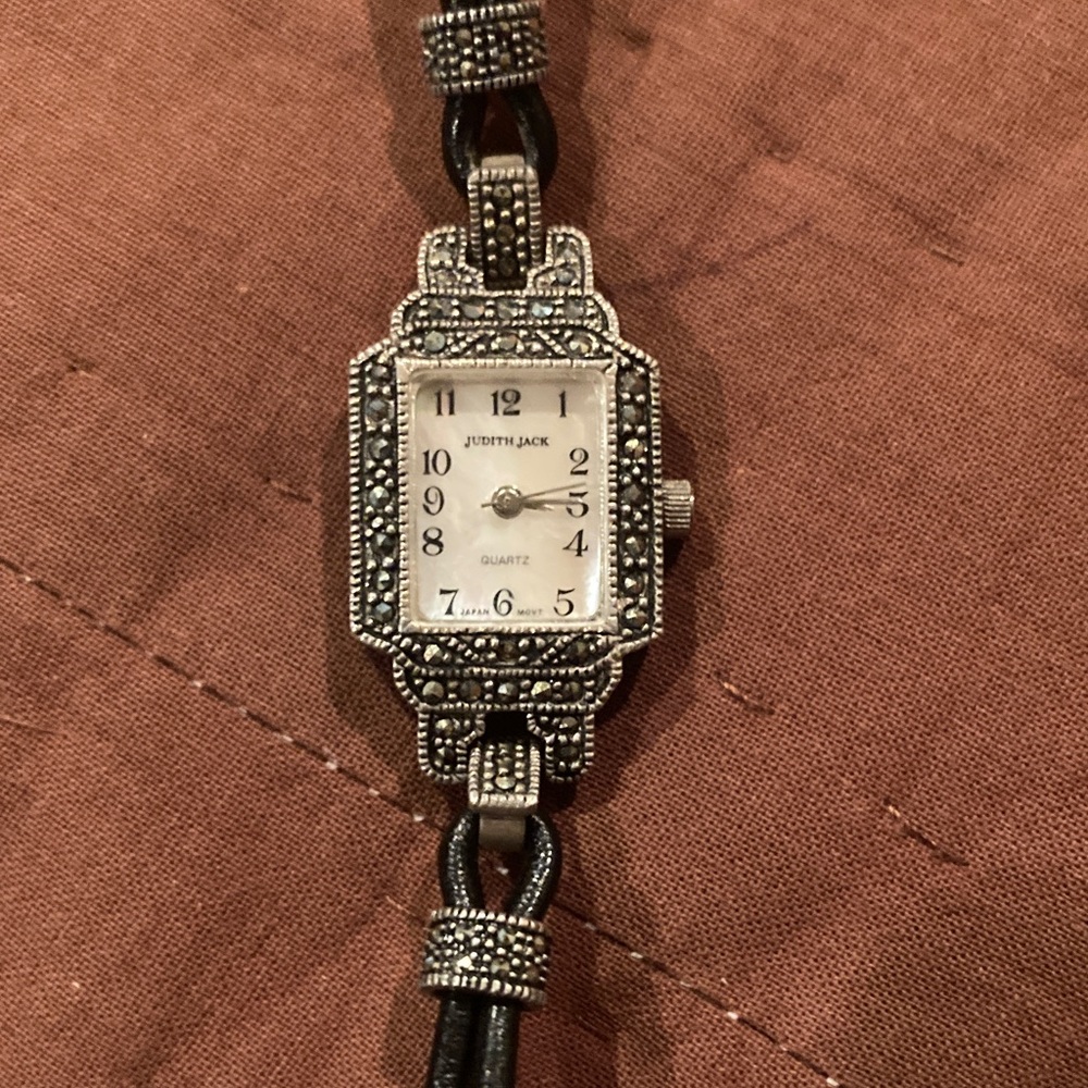 Judith Jack Silver And Black Rectangular Watch - image 1